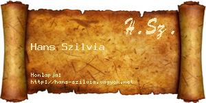 Hans Szilvia névjegykártya